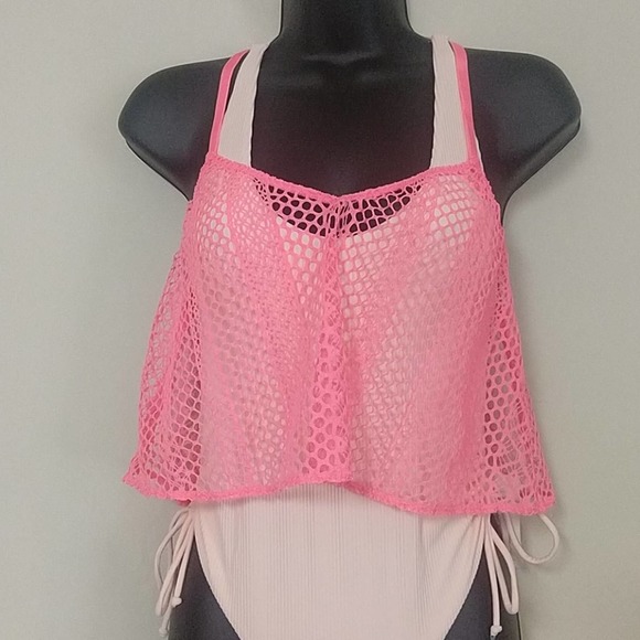 Victoria Secret Crochet Knit Crop Swim Cover Up - Picture 3 of 8